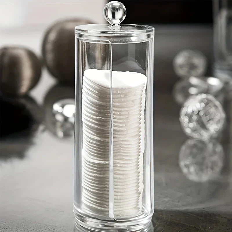 Large Round Acrylic Cotton Pad Makeup Organizer Box