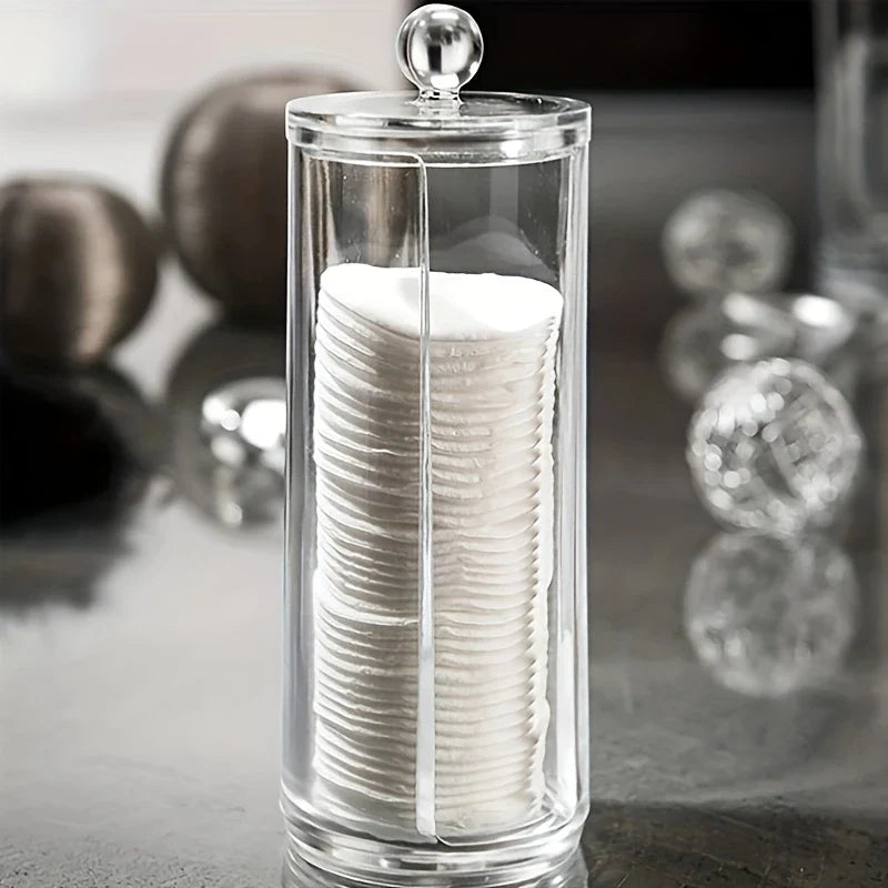 Large Round Acrylic Cotton Pad Makeup Organizer Box