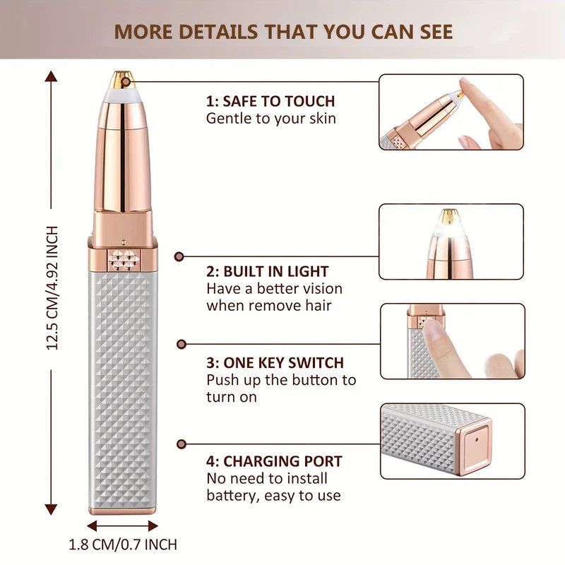 Lipstick Size Painless Electric Facial Hair Remover