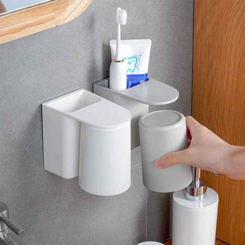 Magnetic Inverted Toothbrush Mouthwash Cup Holder