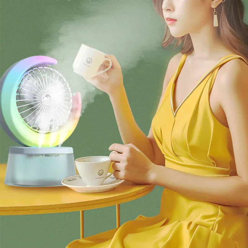 Misting Fan With Colorful Led Light Portable