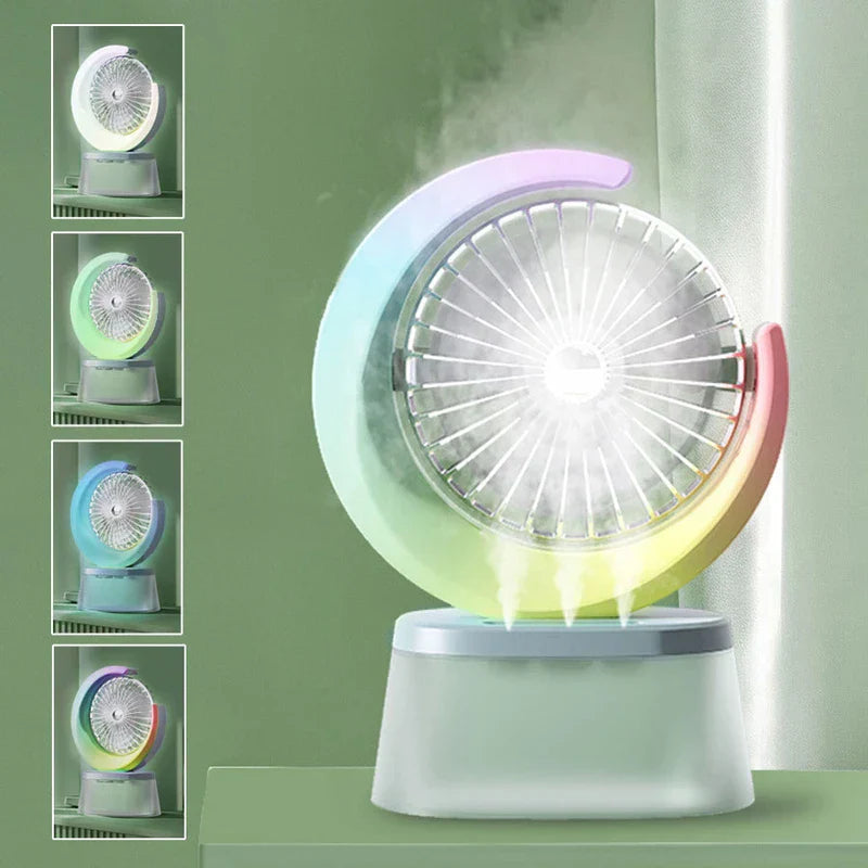 Misting Fan With Colorful Led Light Portable
