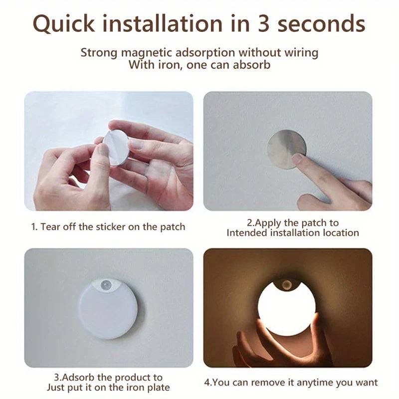Moon Motion Sensor LED Night Light Magnetic Dimmable