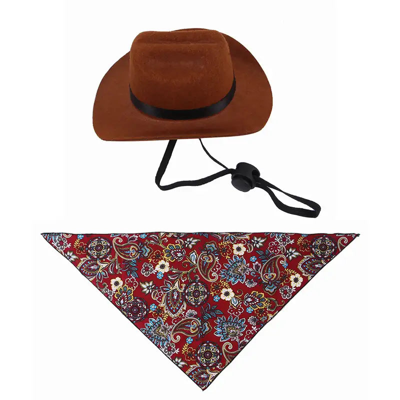 Cat & Dog Pet Western Cowboy Hat Vintage Triangle Scarf - New HomeGoods