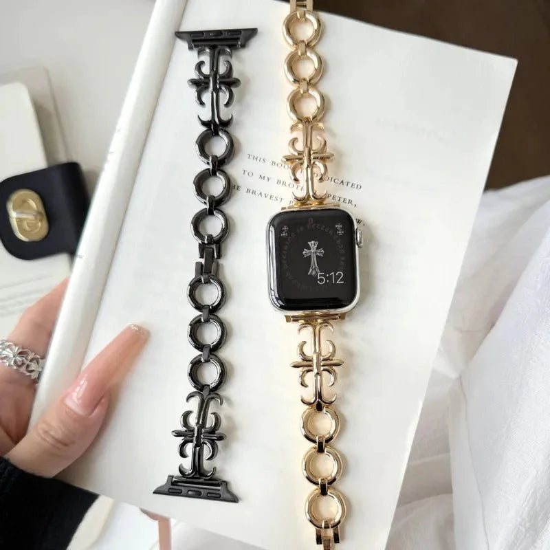 "Rebel's Heart" Gothic Cross Leather Band for Apple Watch New Home Goods