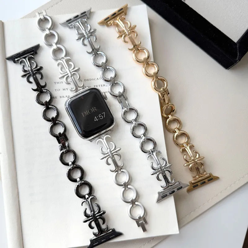 "Rebel's Heart" Gothic Cross Leather Band for Apple Watch - New HomeGoods
