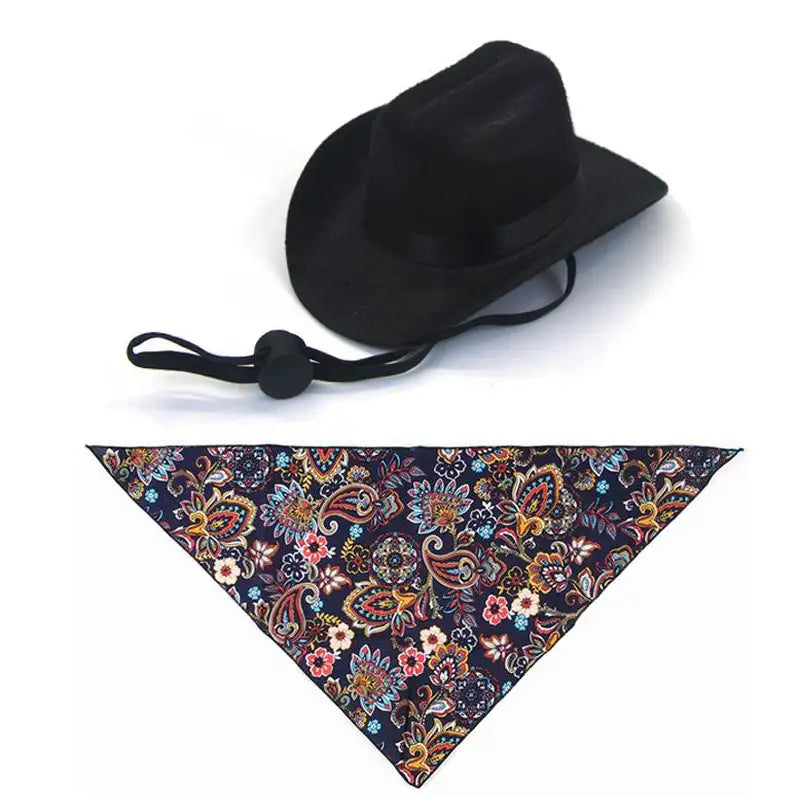 Cat & Dog Pet Western Cowboy Hat Vintage Triangle Scarf - New HomeGoods