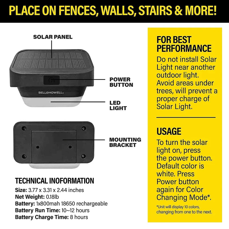 Outdoor Solar Powered Wall Sconce Light Lamp