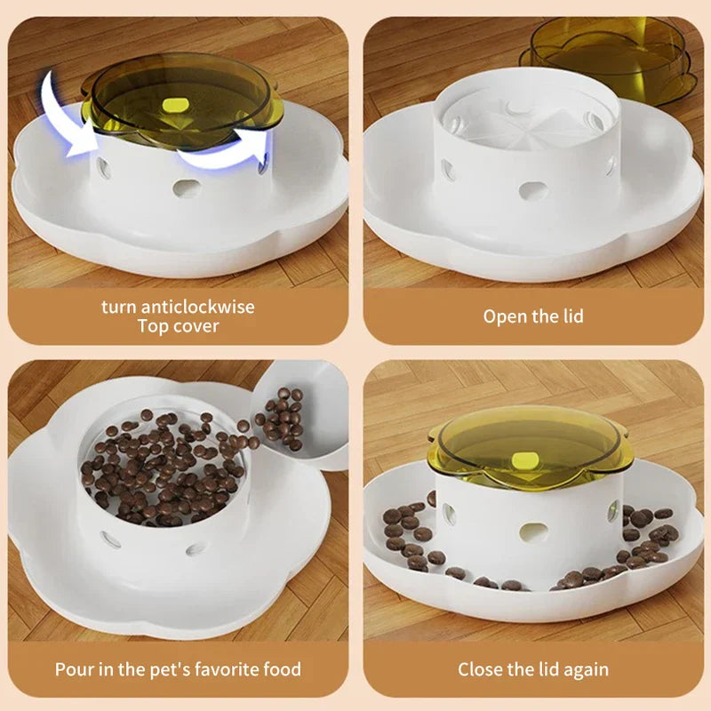 Pet Divided Food Bowl Dish Slow Feeder Portion Control