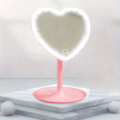 Pink Heart Shaped LED Vanity Makeup Mirror