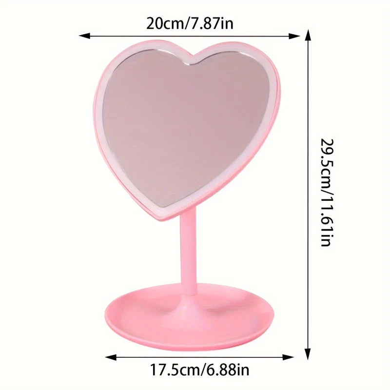 Pink Heart Shaped LED Vanity Makeup Mirror