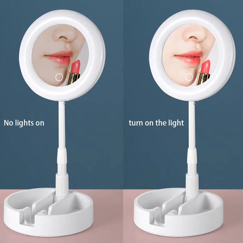 Portable Makeup Mirror Led Light Lamp Stand