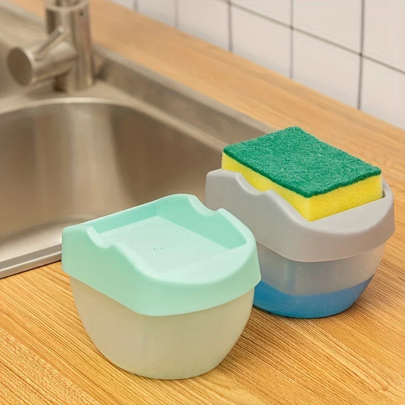 Press Type Kitchen Soap Dispenser Sponge Holder