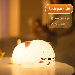 Purring Cat Silicone LED Night Light USB Rechargeable