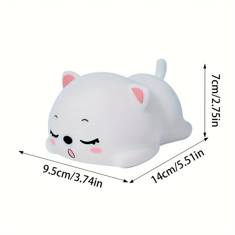Purring Cat Silicone LED Night Light USB Rechargeable