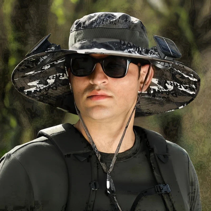 Solar 2 Fans Wide Brim Sun Hat