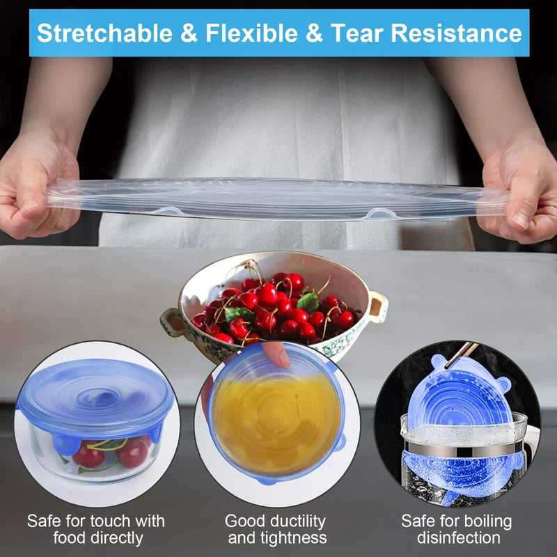 Set of Reusable Silicone Stretch Food Lids Covers