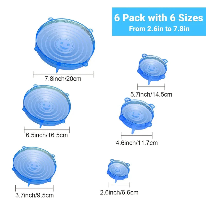 Set of Reusable Silicone Stretch Food Lids Covers