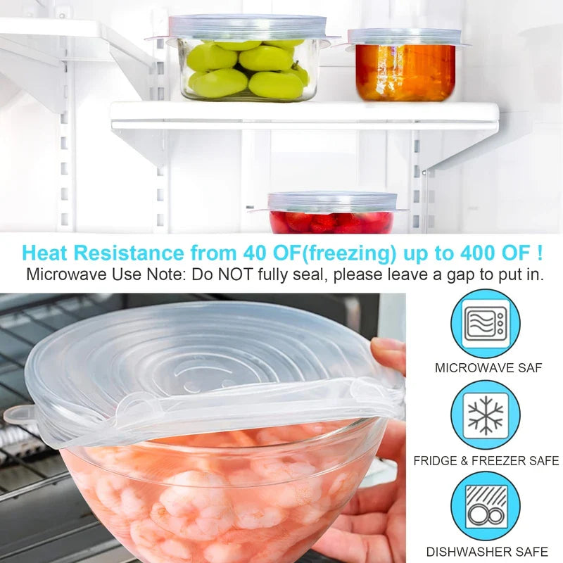 Set of Reusable Silicone Stretch Food Lids Covers