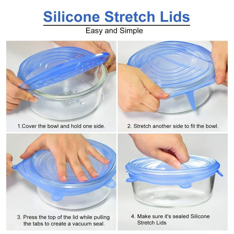 Set of Reusable Silicone Stretch Food Lids Covers