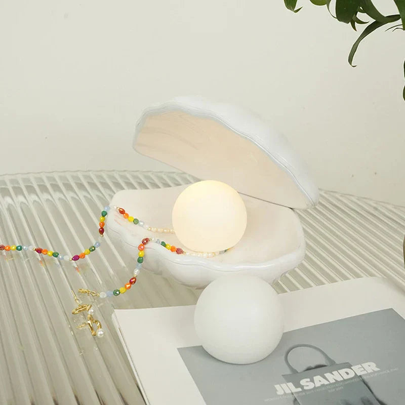 Shell Shaped Pearl Led Night Light Lamp Decor