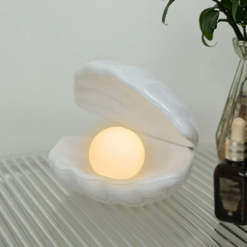 Shell Shaped Pearl Led Night Light Lamp Decor