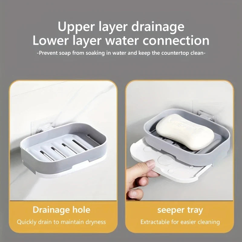 Soap Dish Bar Holder With Lid And Drain Tray