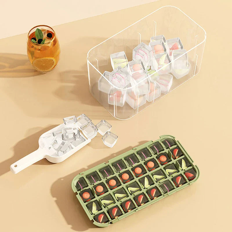 Stackable Ice Mold Bin With Lid And Scoop