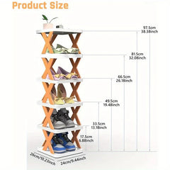 Stackable Narrow Shoe Rack Vertical Organizer Shelf