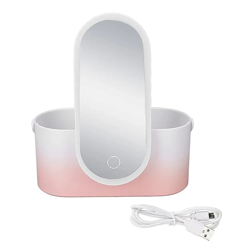 Travel Makeup Case with LED Mirror Organizer