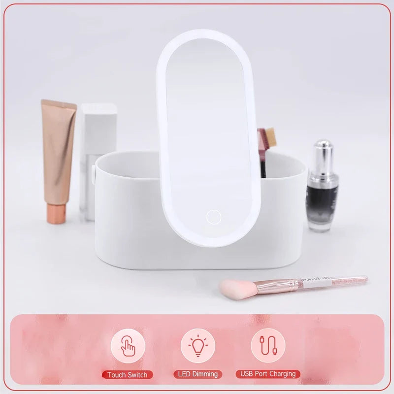 Travel Makeup Case with LED Mirror Organizer