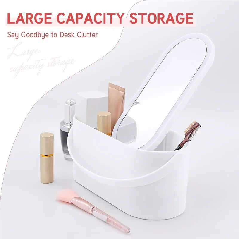 Travel Makeup Case with LED Mirror Organizer