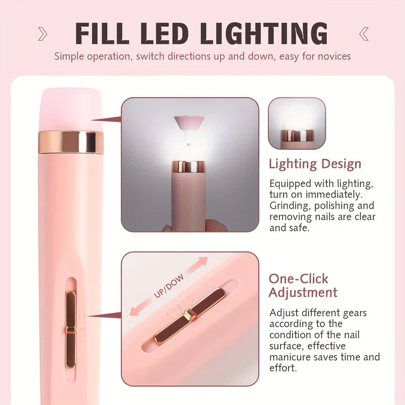 USB Electric Nail File Drill Kit (5 Bits)
