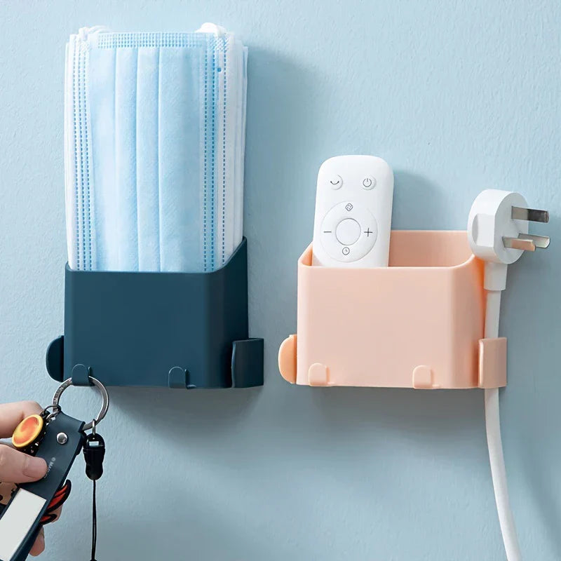 Wall Mount Adhesive Phone Holder Storage Box Remote