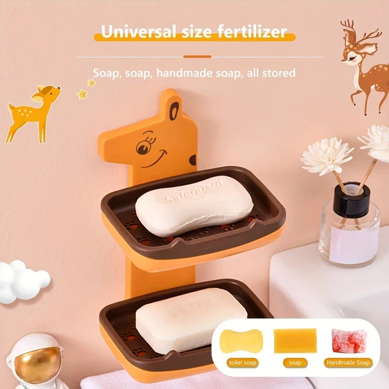 Wall Mount Draining Soap Dish Holder Box Adhesive