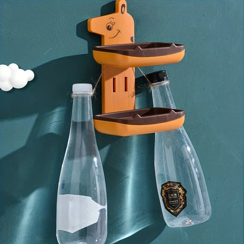 Wall Mount Draining Soap Dish Holder Box Adhesive