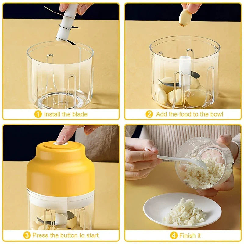 Wireless Electric Mini Garlic Chopper Press Mincer