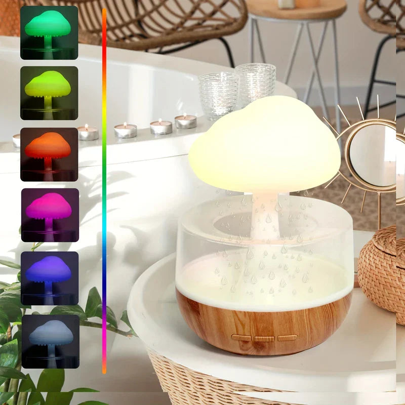 Wood Grain Cloud Rain Drop Humidifier Diffuser