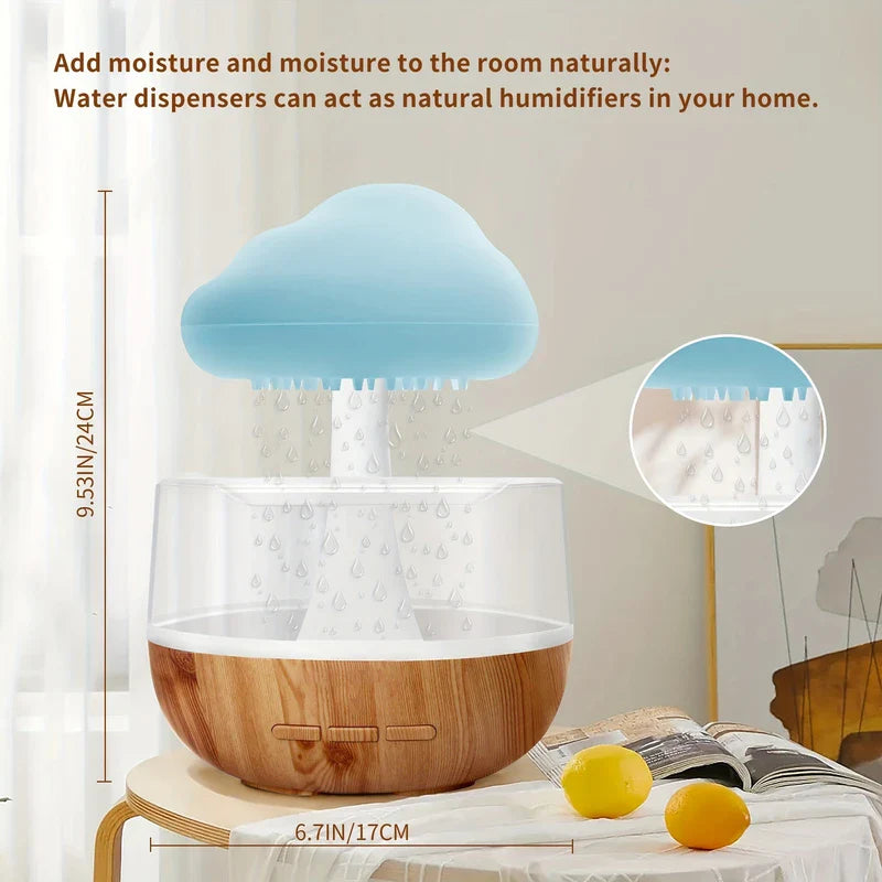 Wood Grain Cloud Rain Drop Humidifier Diffuser