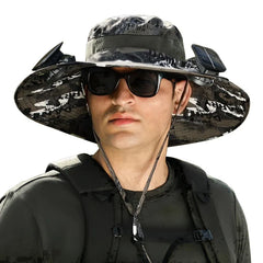 Solar 2 Fans Wide Brim Sun Hat
