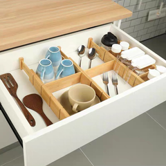 Adjustable Bamboo Drawer Organizer – Turn Messy Drawers Into Organized Spaces
