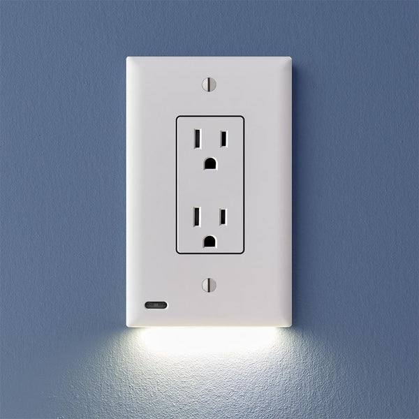 Outlet Wall Plate With Led Night Lights-No Batteries Or Wires [UL FCC CSA CERTIFIED] New HomeGoods