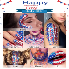 Red White and Blue Face Hair Body Glitter Stick