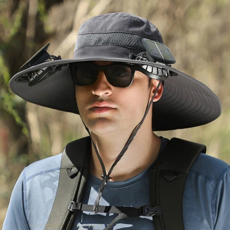 Solar 2 Fans Wide Brim Sun Hat