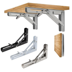 2 PCS Heavy Duty Folding Shelf Brackets - Wall Mounted for Bench Table with Screws