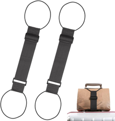 2 pack black elastic loop luggage straps, adjustable bag holder for suitcase carry-on travel