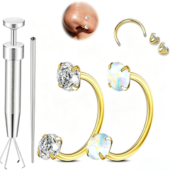 Horseshoe Gem Nose Ring Set – Internally Threaded & Comfortable