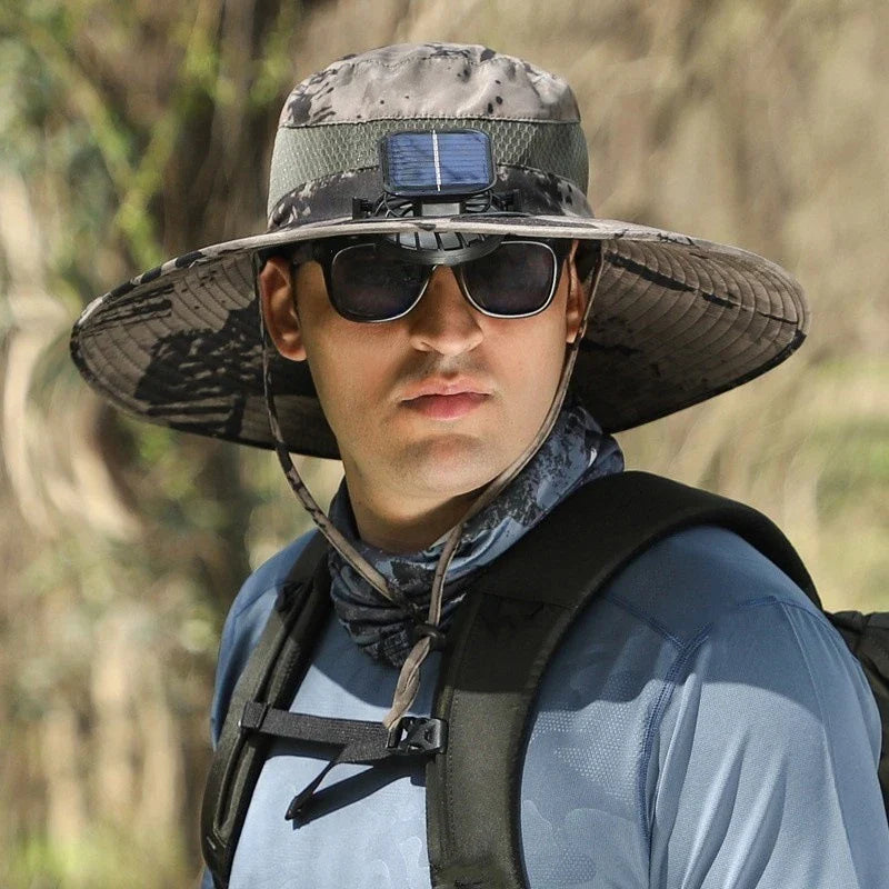Solar 2 Fans Wide Brim Sun Hat