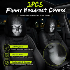 Funny Cartoon Car Headrest Covers – Universal Fit (2 Pack)