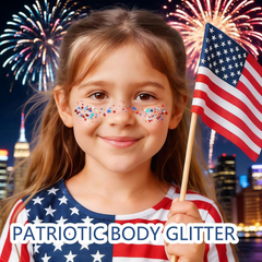 Red White and Blue Face Hair Body Glitter Stick